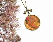 Felt Necklace Pendant peach gold brown beige Peach OOAK - lannarfelt
