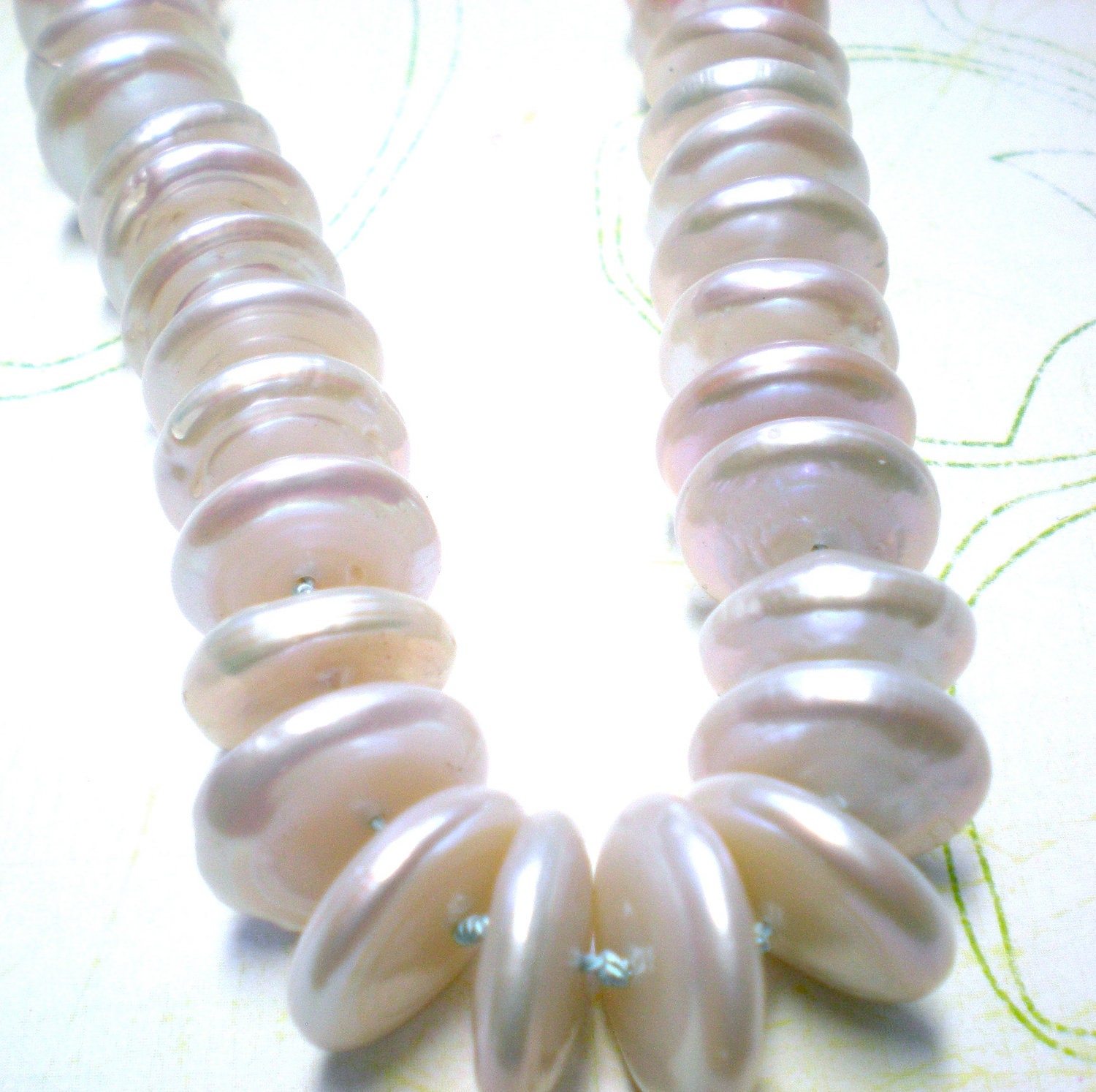 White Button Pearl Necklace Wedding Jewelry