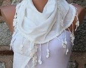 Creamy White - Shawl Scarf -  Cowl fatwoman - Bridesmaids Gifts