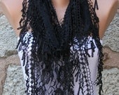 Black - Shawl Scarf -  Cowl