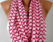 Mother's Day Gift  - Infinity Scarf Shawl Circle Scarf  Loop  Scarf Gift -fatwoman - LOVE - Heart