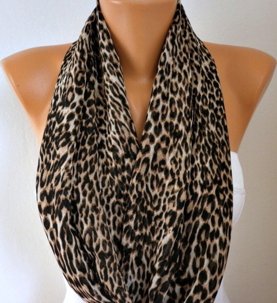 Leopard - Infinity Scarf Shawl Circle Scarf Loop Scarf  Gift -fatwoman