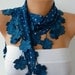 Blue Scarf Cotton Scarf with Lace Edge Multicolor Gift for Her - bridesmaid gift - fatwoman