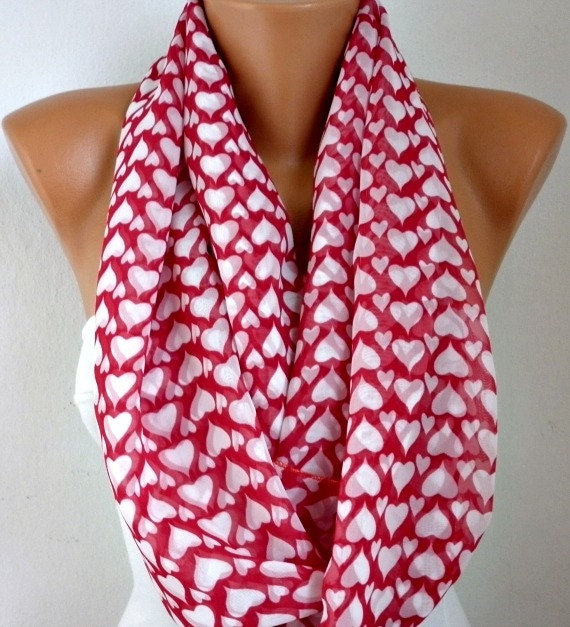 Mother's Day Gift - Infinity Scarf Shawl Circle Scarf Loop Scarf Gift -fatwoman - LOVE - Heart