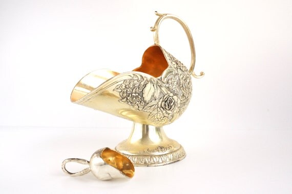 Vintage Metal Sugar Cube Holder and Scoop with by ThirdShift