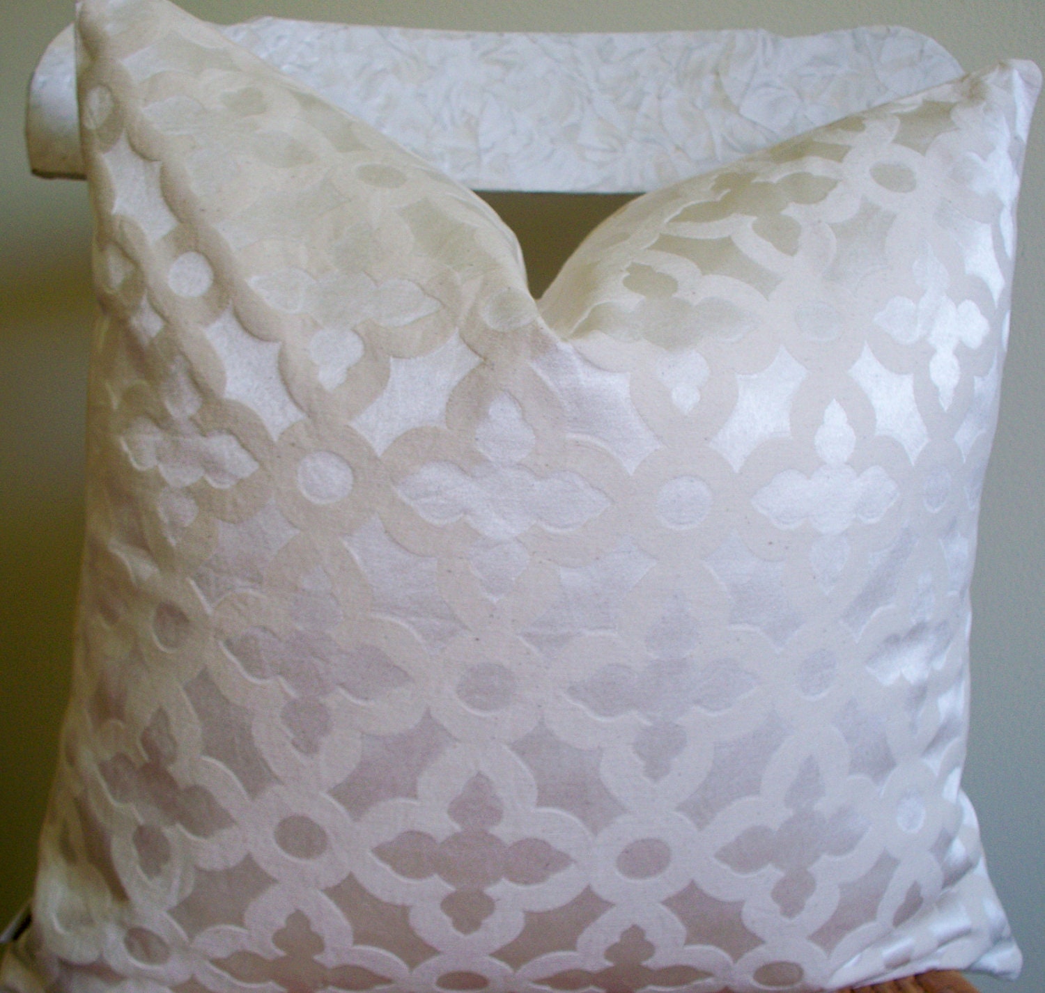 Natural Pillow Cover Jacquard 18X18 Ivory