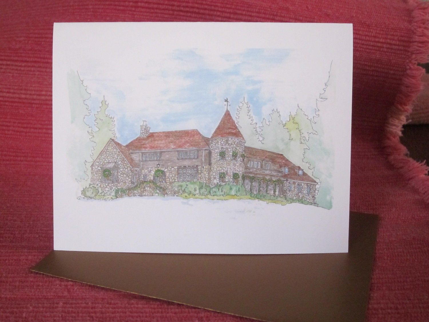 custom house drawing notecards