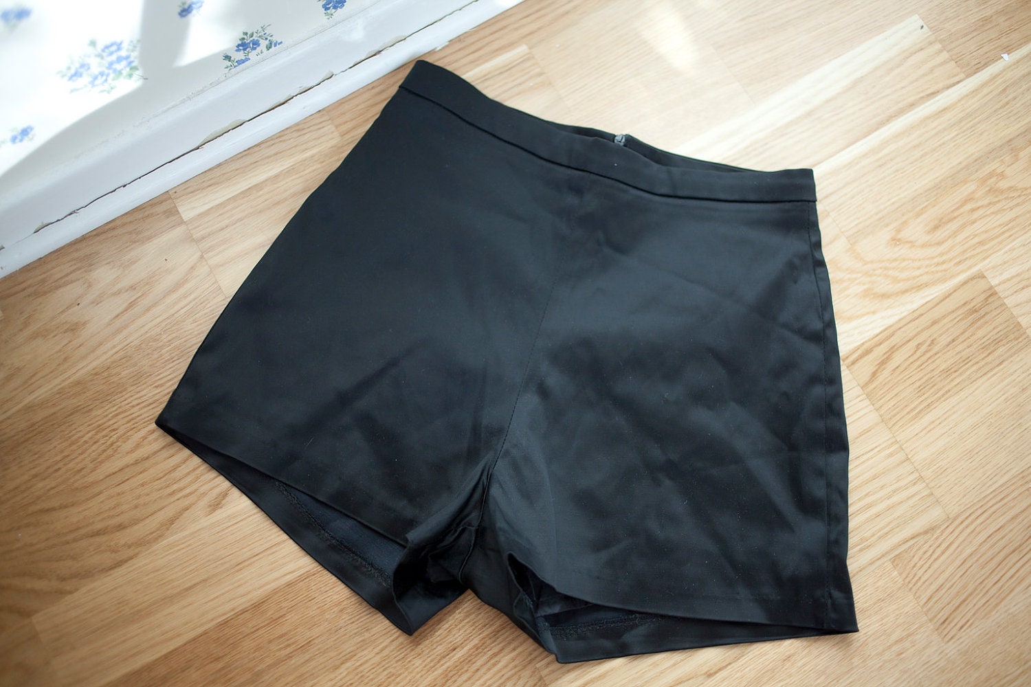 Black Satin Shorts