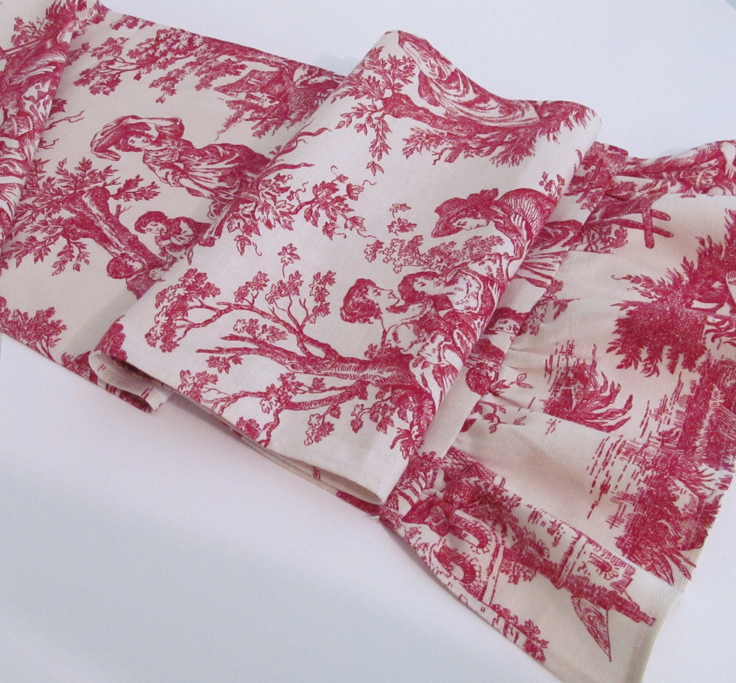 Toile Table Runner Red and White by Waverly by supplierofdreams