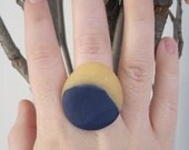SALE Navy blue and flesh tone marbled clay stone statement cocktail ring Gift for Her Mothers Day bridesmaid gift