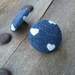 Handmade Denim & Hearts Button Earrings