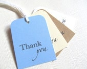 Thank You Gift Tags, Party Favor Tags, Kraft, Blue, Cream, White, Weddings, Showers