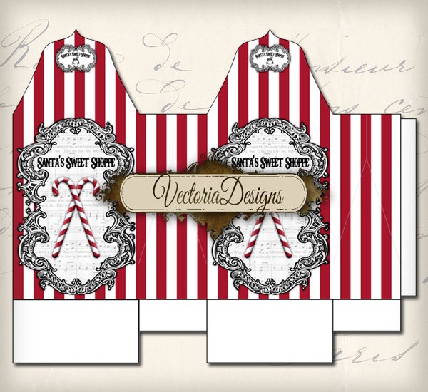 INSTANT DOWNLOAD Instant download Christmas Favor Bag Santa's Sweet Shoppe treat instant download printable image digital collage sheet 238