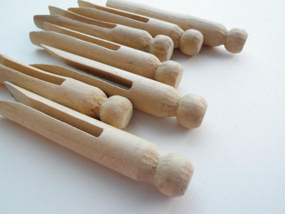 Vintage Clothespins Wooden Round Top 7 Older