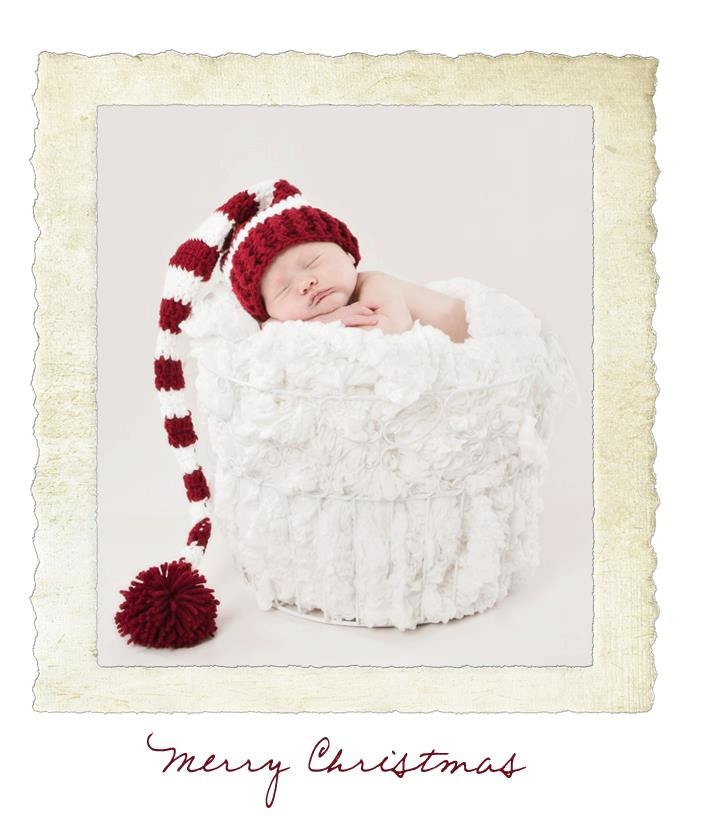 Newborn Santa Hat Striped Christmas Elf Hat Newborn Photography Prop Burgandy and White