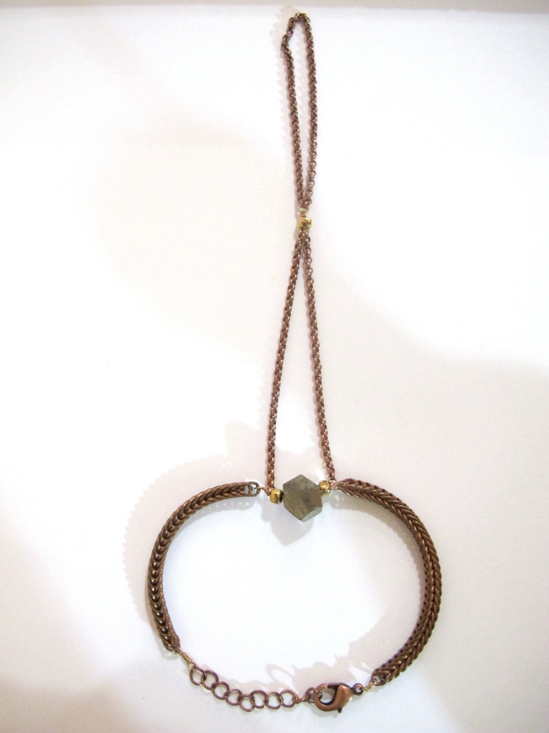 Coachella Jewelry / Slave Bracelet Hand Piece Pyrite Copper Chain