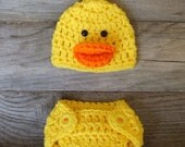 Rubber Duckie / Duck Hat & Diaper Cover  - (Newborn-3mo/3-6mo sizes)