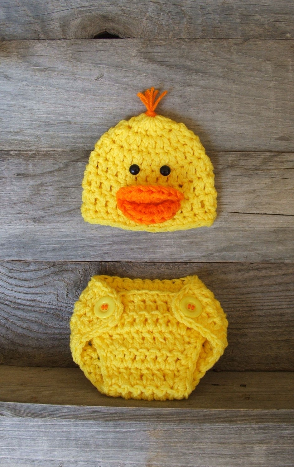 Rubber Duckie / Duck Hat & Diaper Cover  - (Newborn-3mo/3-6mo sizes)