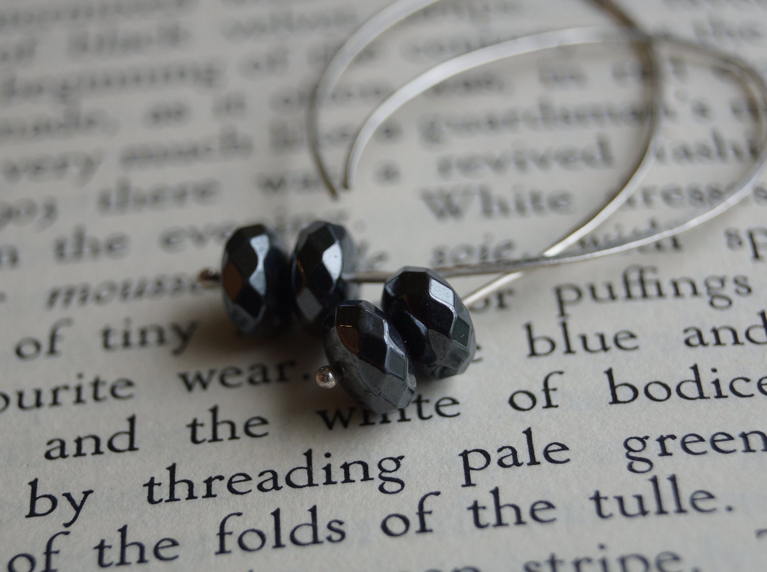 Silver Earrings - Silver Arc Silver Hematine