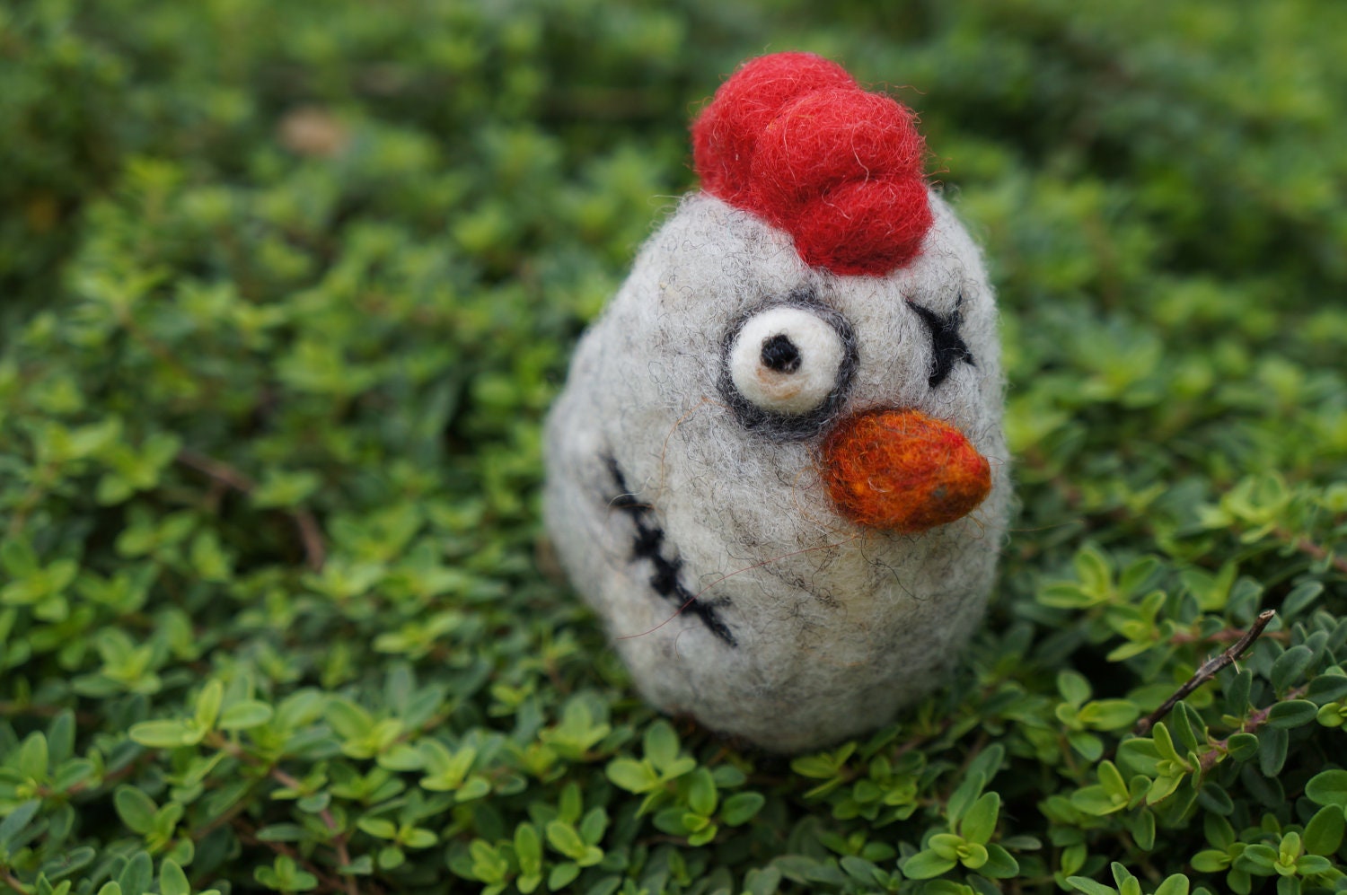 Zombie Chicken - Needle Felted Wool Sculpture - MADE TO ORDER