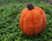 Wool Pumpkin Needle Felted Soft Sculpture Decoration - Orange - MADE TO ORDER