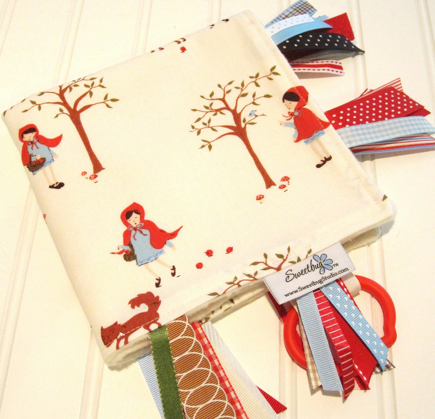 Sensory Ribbon Blanket,Lovey,Tag Blanket/A Walk in the Woods/Organic Cotton Fleece