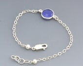 Delicate Bracelet - Bezel Set Gemstone- Silver Bracelet - Dainty - Everyday Bracelet - Bridesmaid Gift - Bridal -  Something Blue