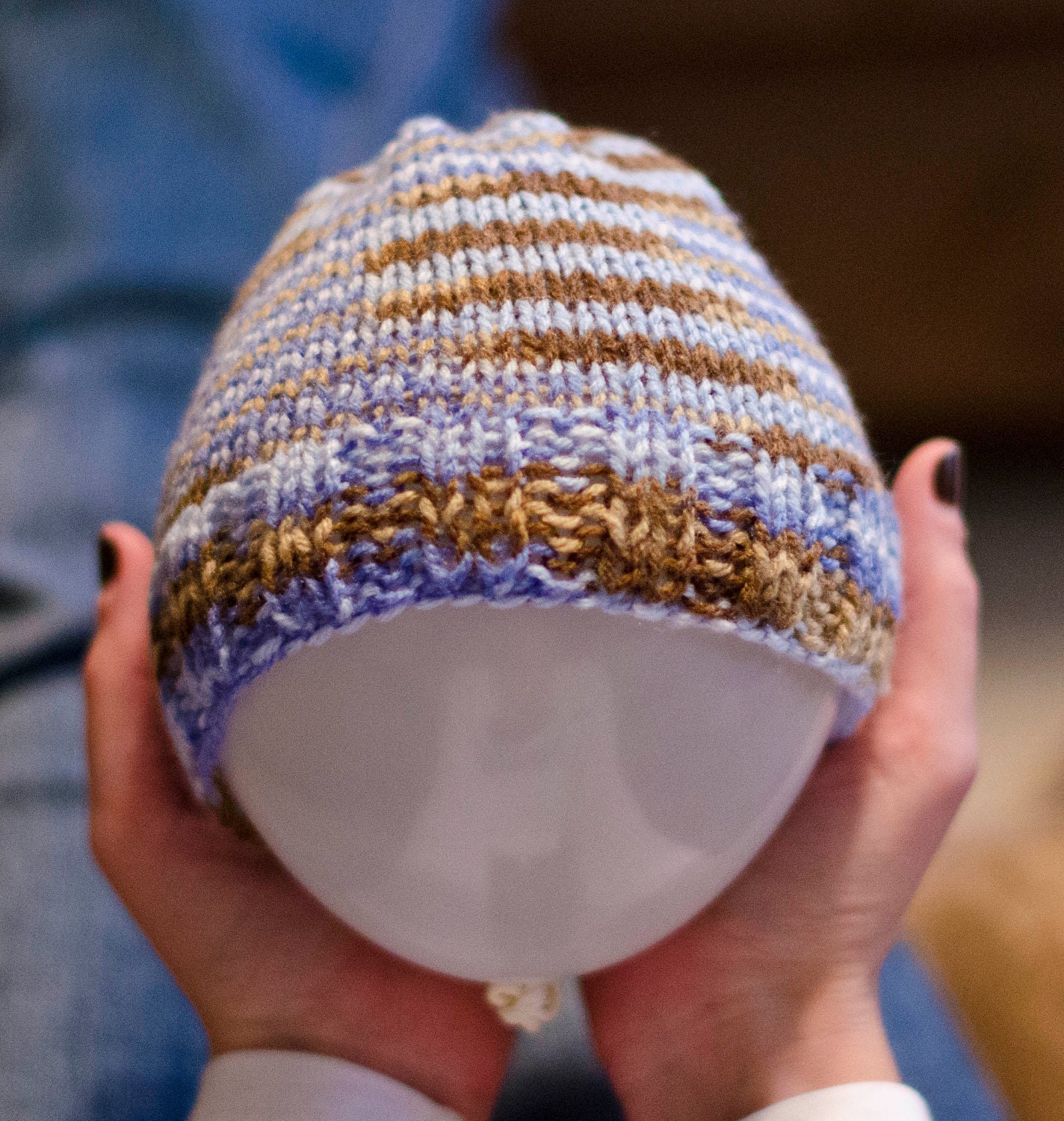 Blue and Brown Beanie