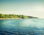 Landscape Photography - blue green teal ocean sea maine print lake coastal photo acadia national park wall art, 11x14, 8x12, 8x10 Photograph