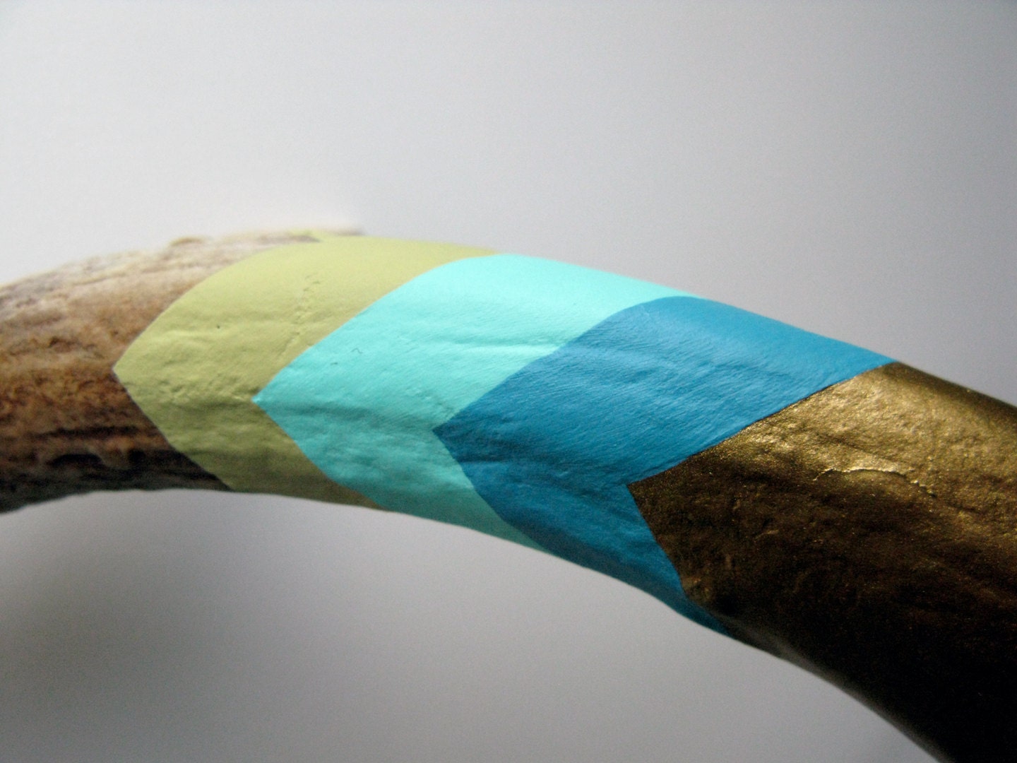 Gold, Turquoise, Aqua and Green Painted Chevron Antler - Medium