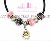 Follow Your Dreams Black Brown Leather Cord Necklace European Style Pink Silver Beads Inspirational Graduation Gift Ladies Girls Teens