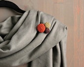 Rust Orange, Khaki Green and Brown Brooch Pin . Gifts for Her . Teacher's Gift . by ponyupdesigns