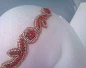 Black Friday special -  red and gold rhinestone headband - FREE SHIPPING