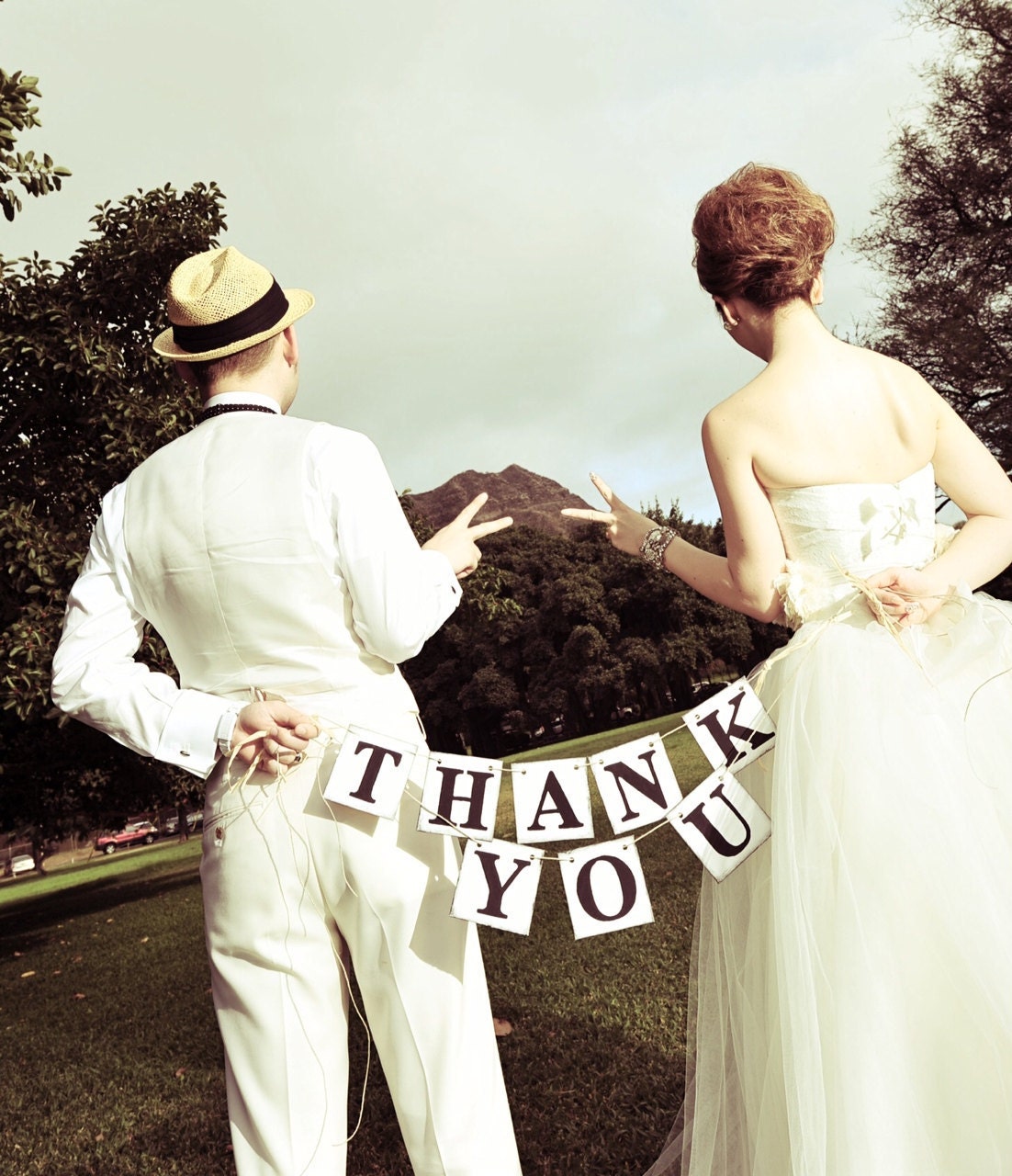 Rustic Style THANK YOU Cards Wedding Banner Wedding Garland Wedding Reception Sign Photo Booth Prop Can be Customized in Your Wedding Colors