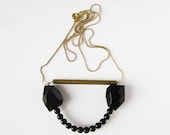 Last 2 available - Black glass smile necklace