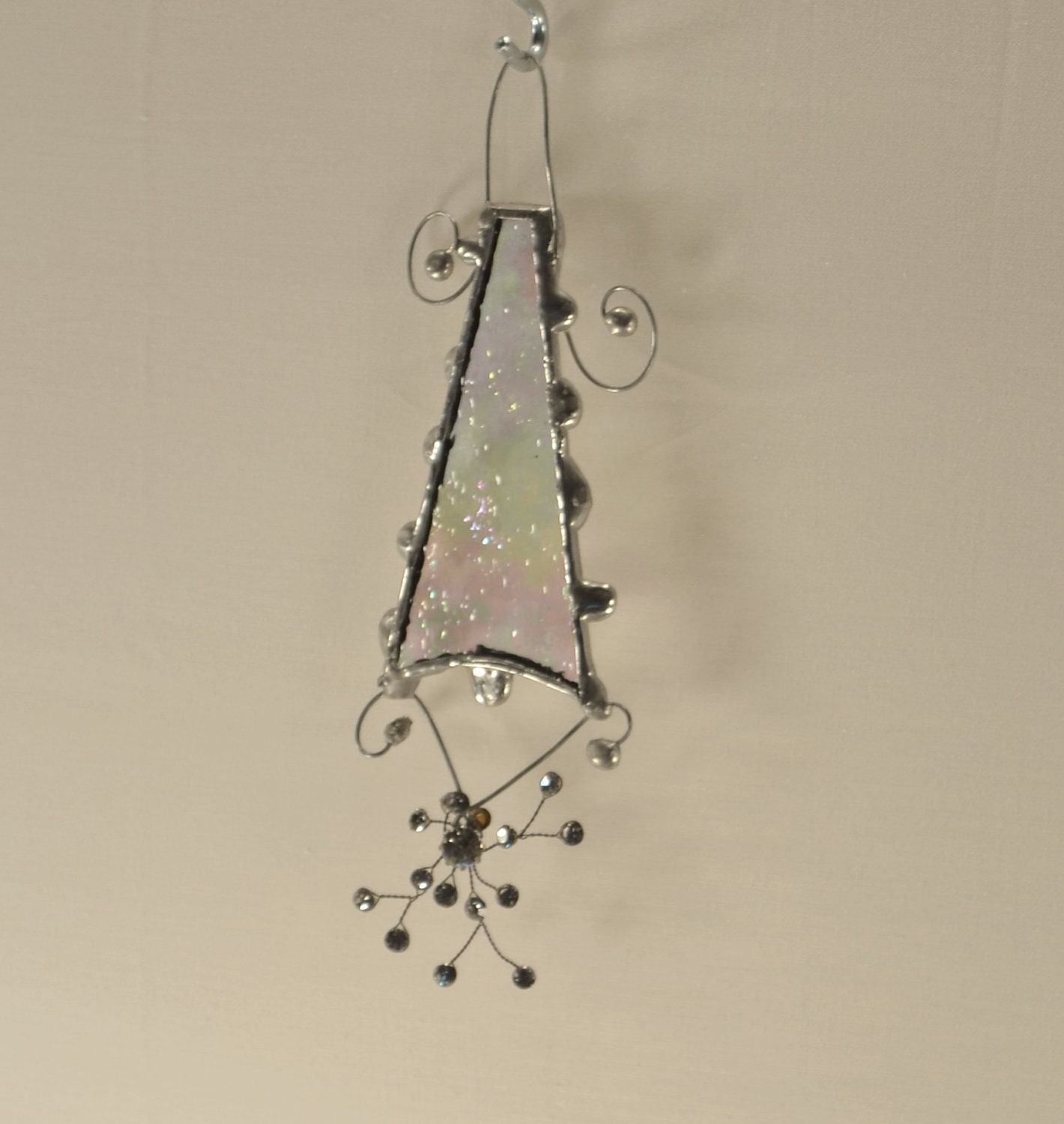 Iridescent Stained Glass Ornament With Bling Free Shipping