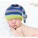 Newborn Boy Green Band Knotted Stocking Hat Photo Prop
