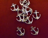 Silver Anchor Charms, Large, lot of 12, Tibetan Silver