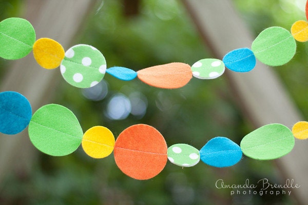 Polka Dot Green Blue and Orange Felt Garland with Bakers Twine Il_170x135