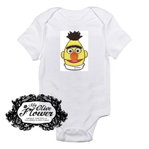 Sesame Street Bert Embroidered Baby Onesie - Buy 3 Get 1 Free - Baby Shower, Tv Show, Birthday
