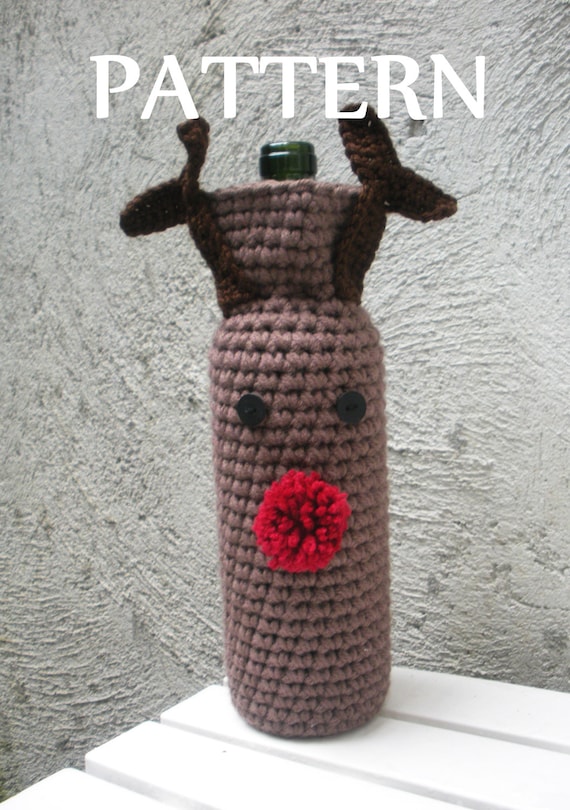 Items similar to PDF Pattern Crochet Rudolph Reindeer Wine ...