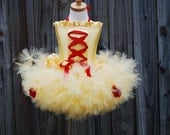 Custom princess Belle inspired party costume tutu dress petti size 18 months 24 mos 12 m 2T 3T 4T 5/6