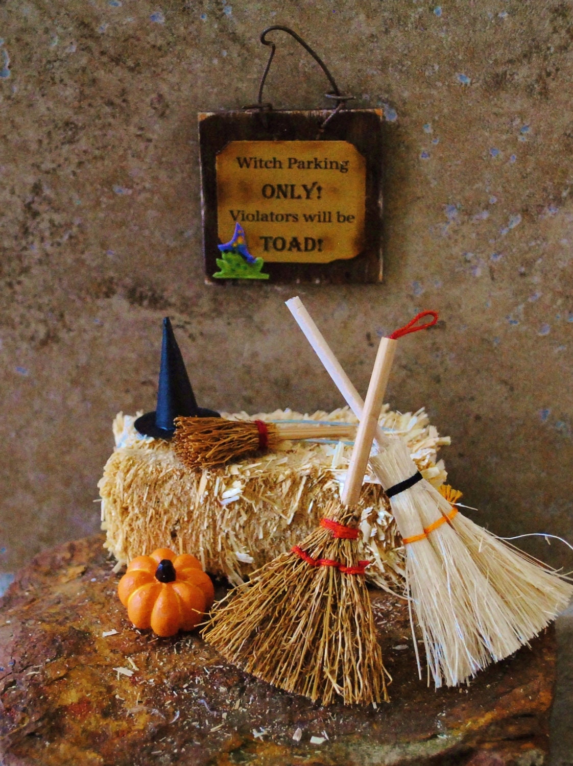 Miniature Halloween Scene - "Witch Parking"