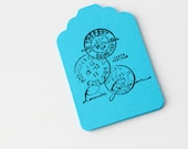 Bright Blue Stamped Tags Postage - Set of 10