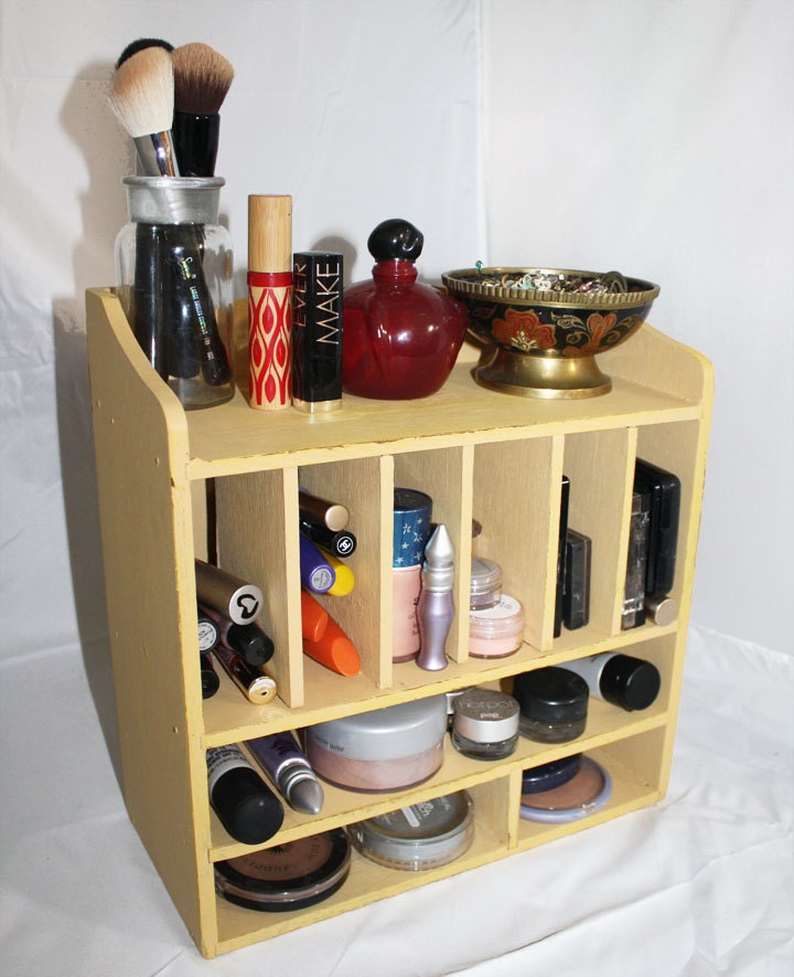 Makeup Organization Ideas on Vintage Cubby Make Up  Cosmetic Org Anizer  Storage  Art Storage