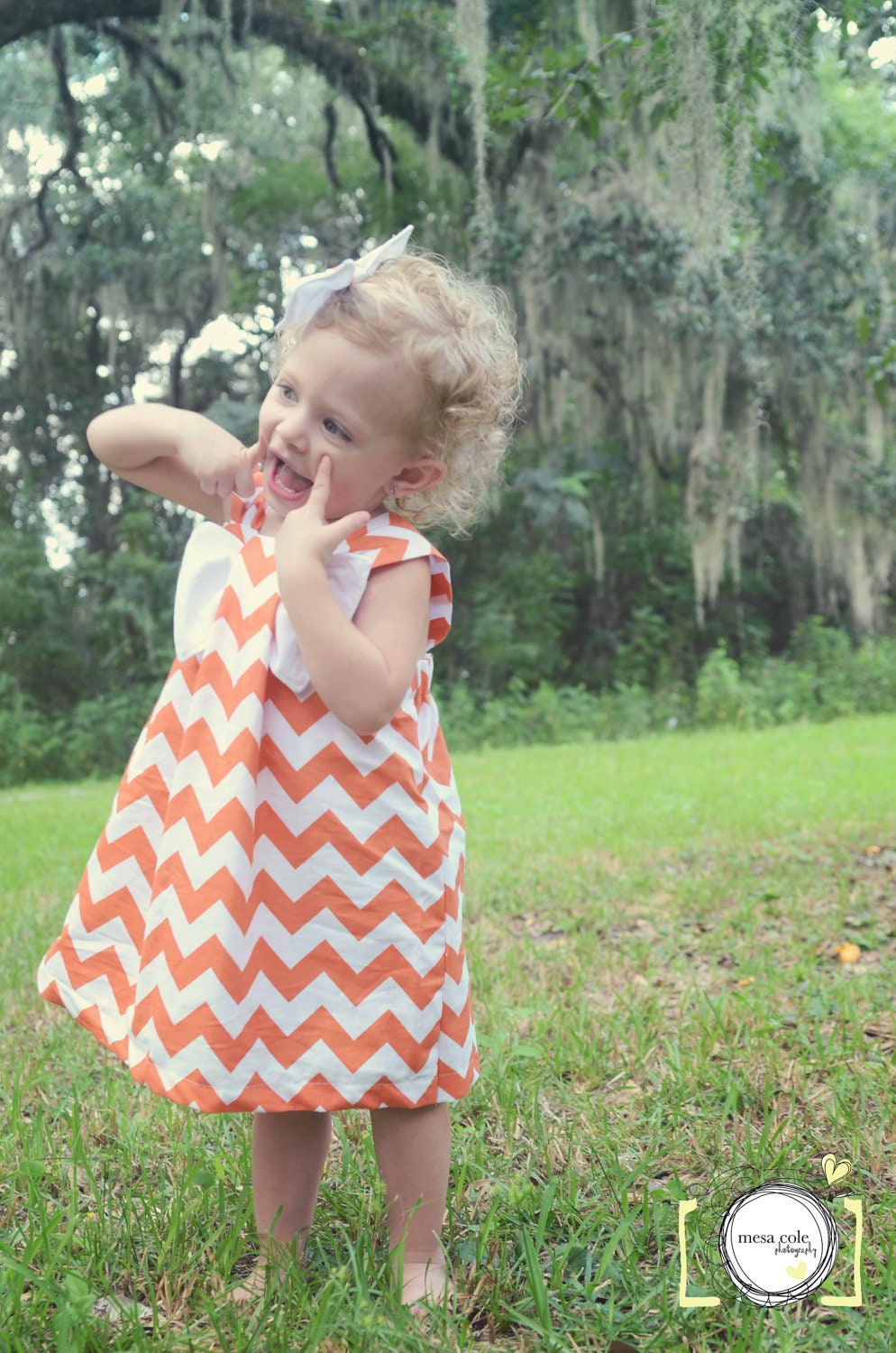 Marmalade Dress - orange chevron bow dress