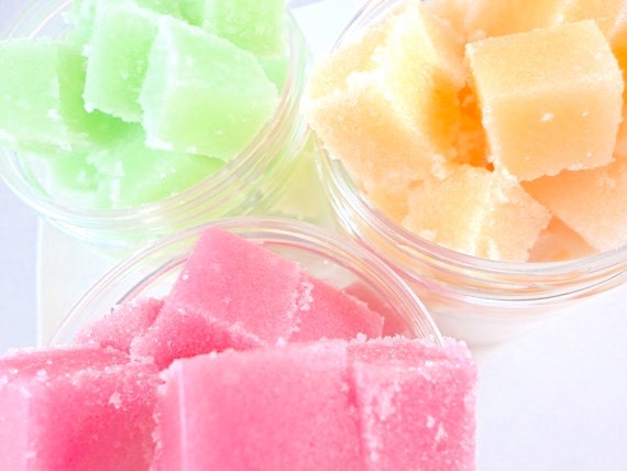Sugar Scrub Cube - You Choose 3 Scents - Gift Set or Pamper Yourself - 8 oz. Jar