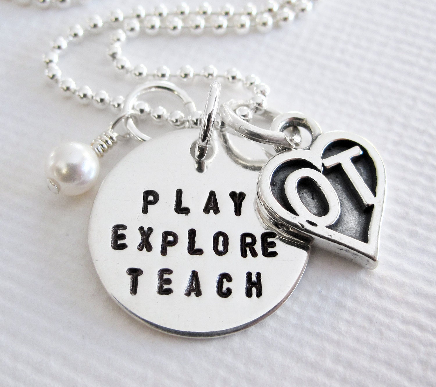 Occupational Therapy Necklace - OT Appreciation - Sterling Silver Personalized - Patricia Ann Jewelry Designs