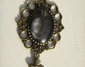 John Donne brass cabochon pendant with cross charm