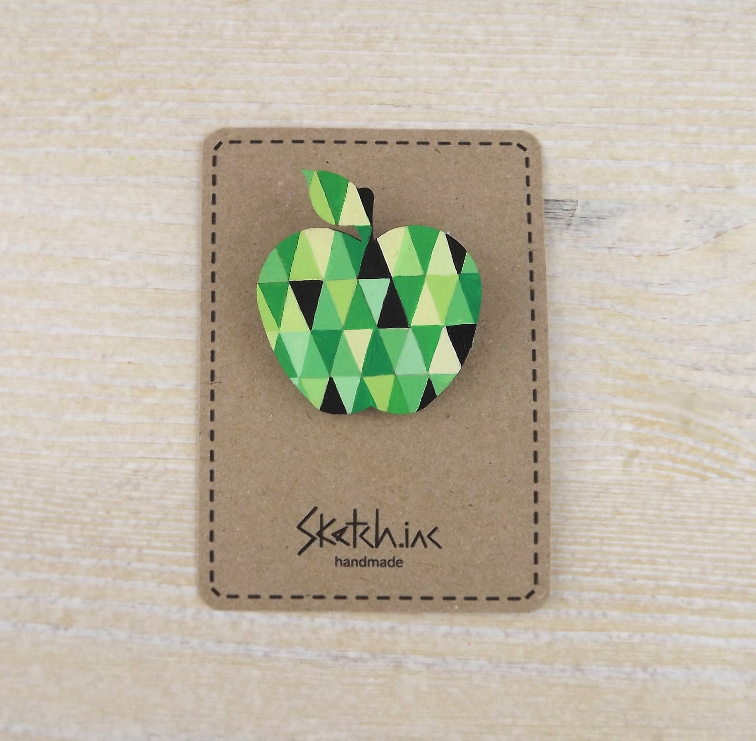 Geometric Brooch Green Apple